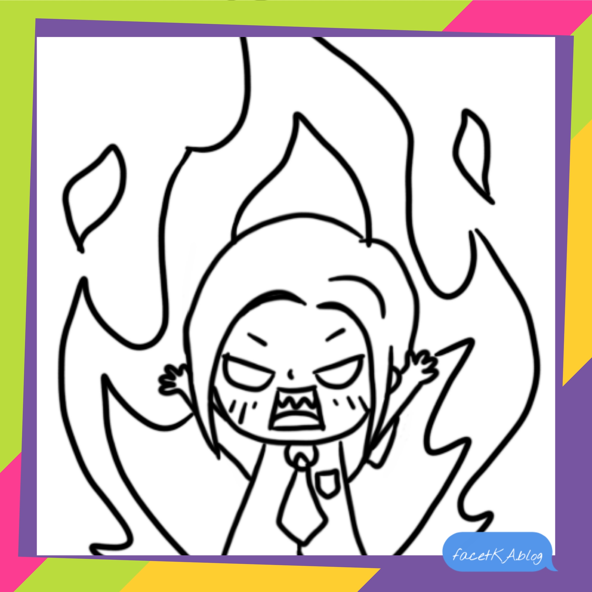 Angry chibi girl, fire chibi, złość, wściekłość